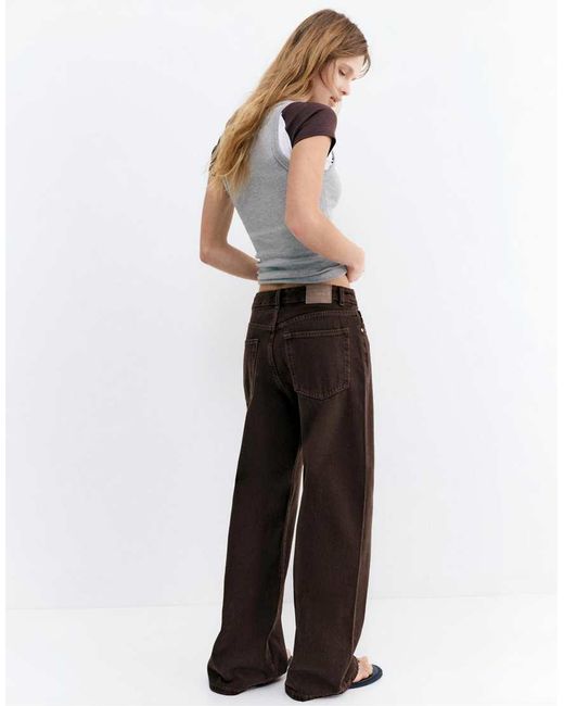 Pull&Bear Brown Mid-rise baggy Jeans