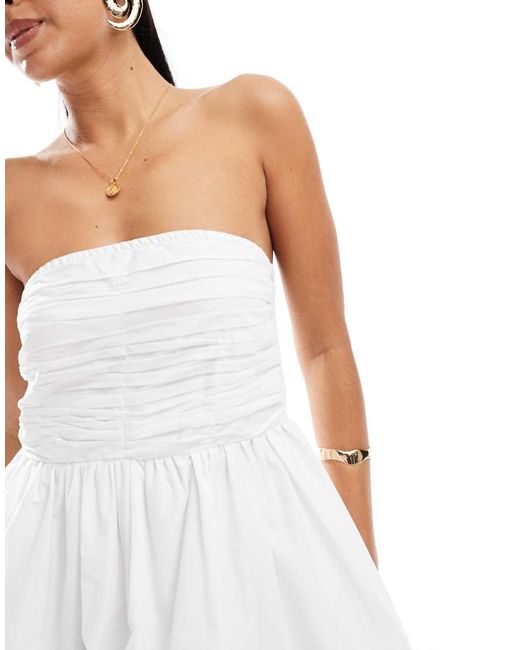 Vero Moda Mini Bandeau-Jurk Met Pofzoom in het White