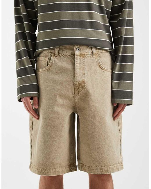 ASOS Natural Loose Denim Jorts for men