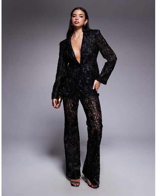 ASOS Blue Lace Kick-flare Tailored Trouser Co-ord