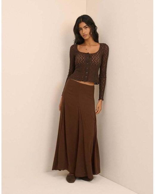 Nobody's Child Brown Lace Scoop Neck Cardigan