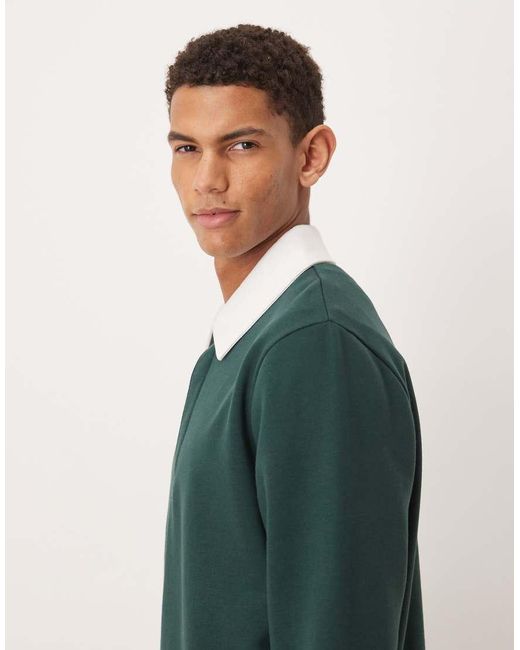 ASOS Green Polo Sweashirt With Contrast Collar for men