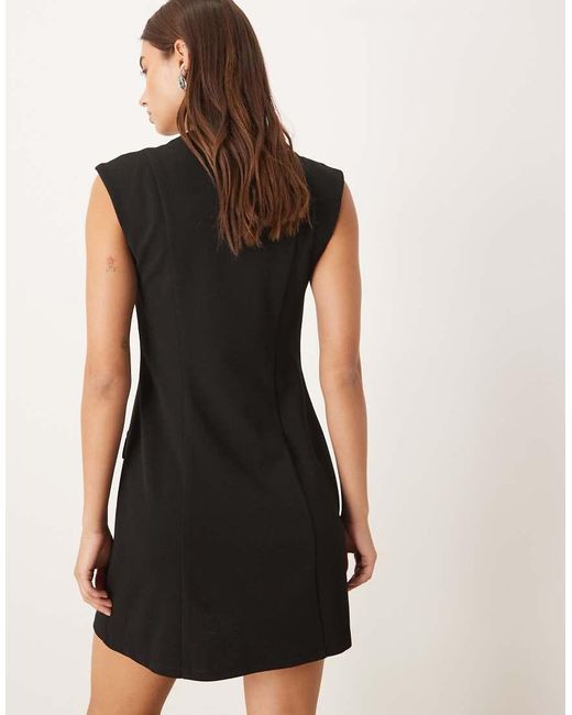 ASOS Natural Sleeveless Button Down Waistcoat Mini Dress