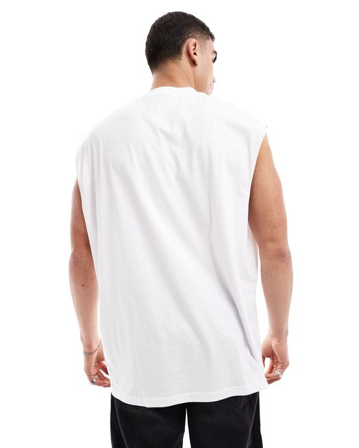 ASOS White Oversized Fit Vest With Dropped Armholes for men