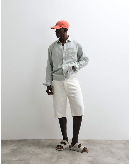 Hollister Gray Long Sleeve Linen Rich Shirt for men