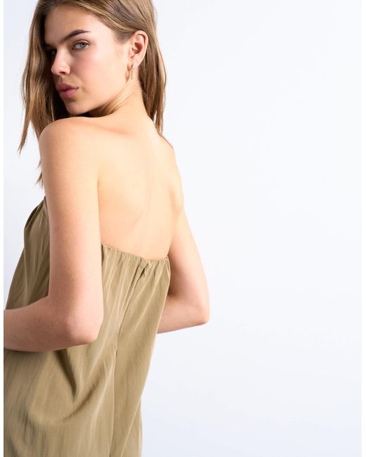 TOPSHOP White – trägerloses midikleid aus popeline