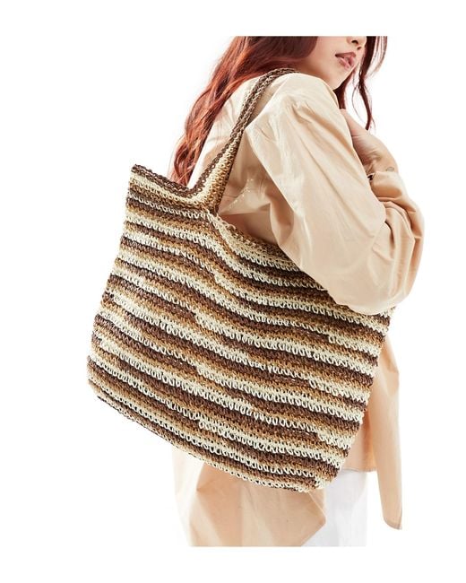 ASOS Natural Straw Hand Crochet Tote Bag