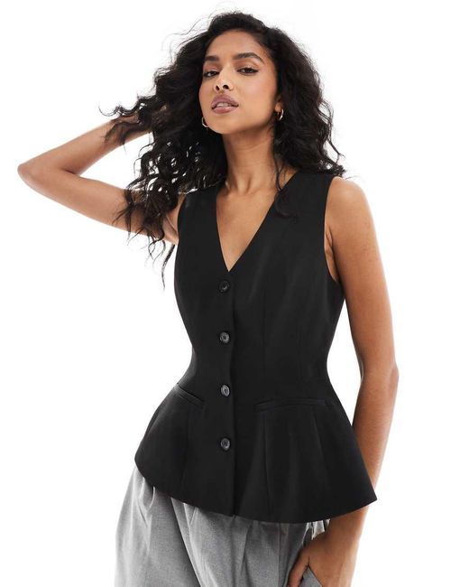 Chaleco De Traje Con Sobrefalda De ASOS de color Black