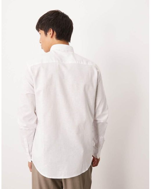 ASOS Natural Formal Linen Blend Regular Shirt for men