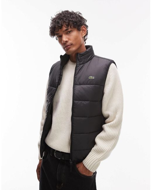 Lacoste – es gilet mit kapuze in Gray für Herren