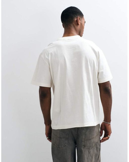 Only & Sons White Oversized Fit T-Shirt With Leave Blank Print for men