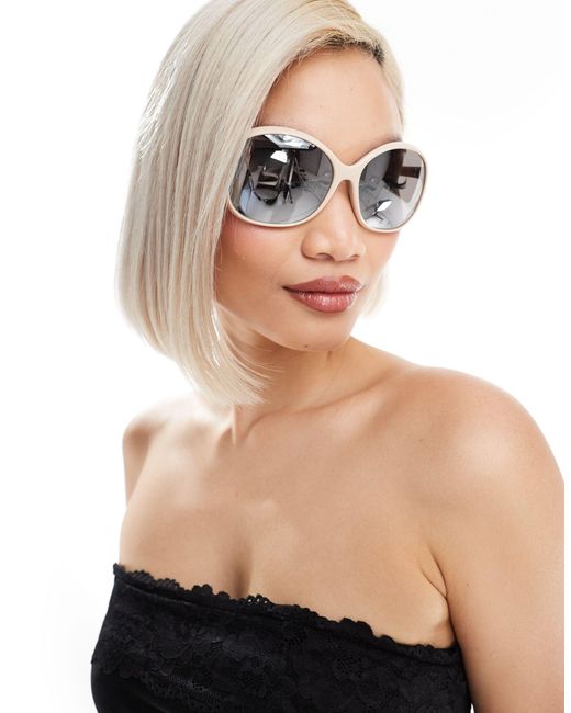 Monki Gray Oversized Round Sunglasses