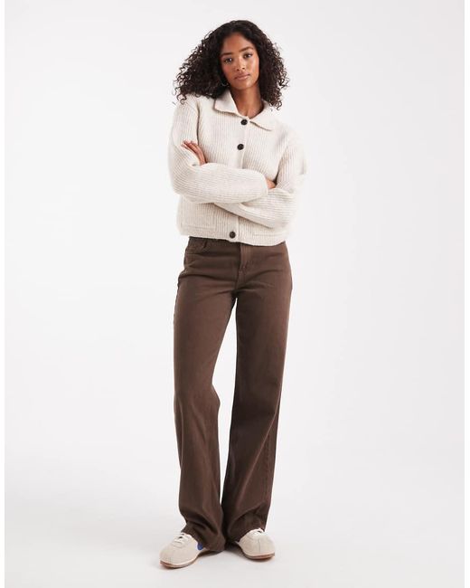 New Look Natural Collared Button Through Cardigan