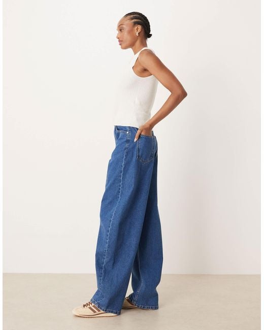 ASOS Blue Asos Design Tall High Waist Barrel Leg Jeans