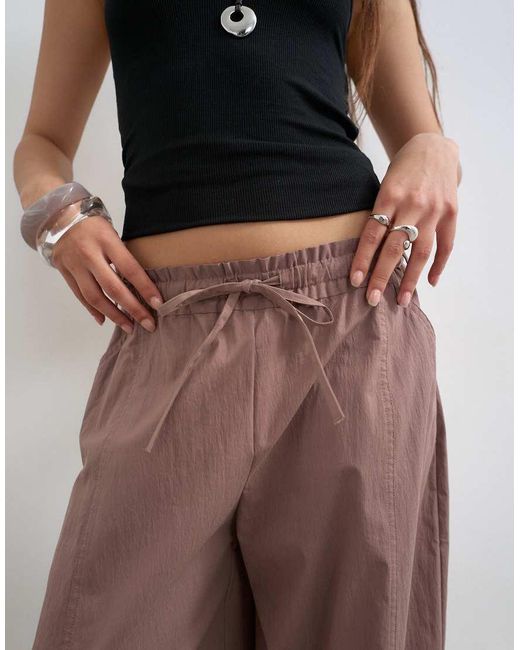TOPSHOP Brown Elasticated Waist Cuffed Hem Techy Trouser