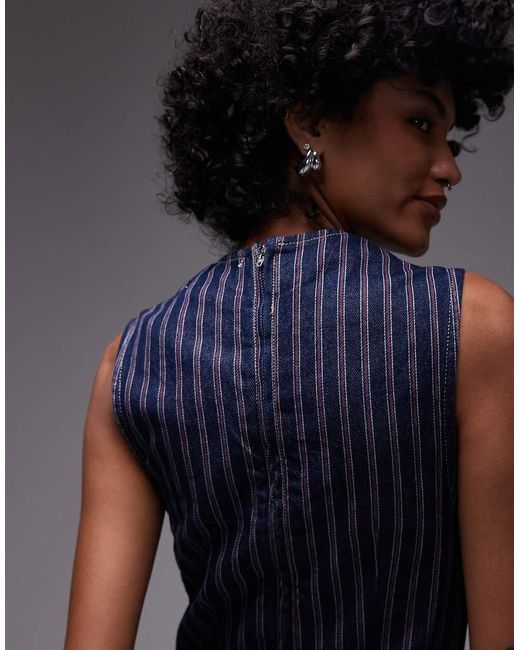 TOPSHOP Blue Denim V Neck Mini Dress