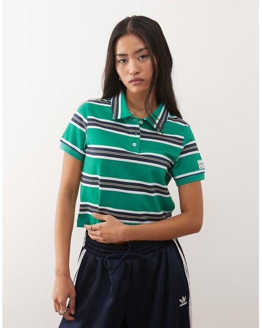 Collusion Green Stripe Shrunken Polo
