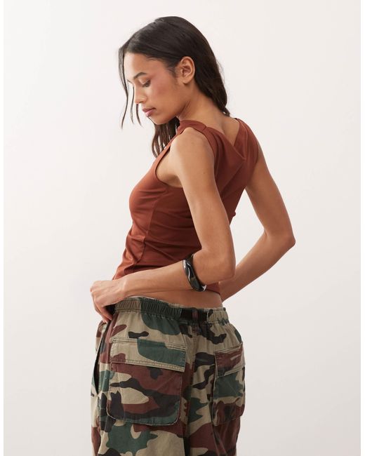 Weekday Brown Annie Sleeveless Boat Neck Top
