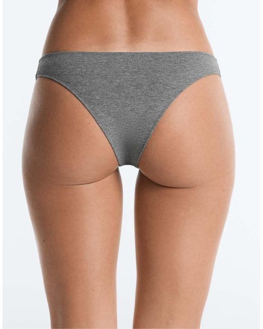 Oysho White 5 Rib Cotton Blend Brazilian Briefs