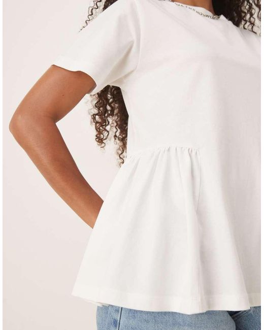 ASOS White Oversized T-shirt With Ruched Peplum Detail