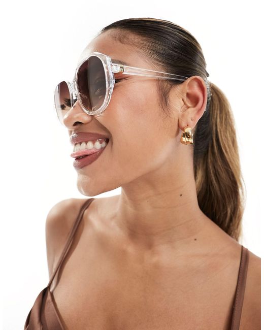 ALDO Brown Nami Oversized Round Sunglasses
