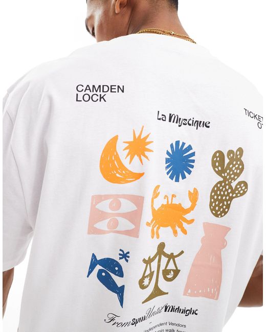 T-shirt oversize à imprimé soleil au dos ASOS pour homme en coloris White