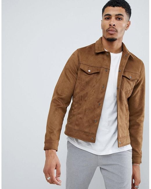 New Look Synthetic Faux Suede Western Jacket In Tan in Brown for Men | Lyst