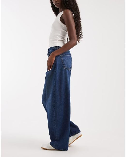 ASOS Blue High Waisted Barrel Leg Jeans