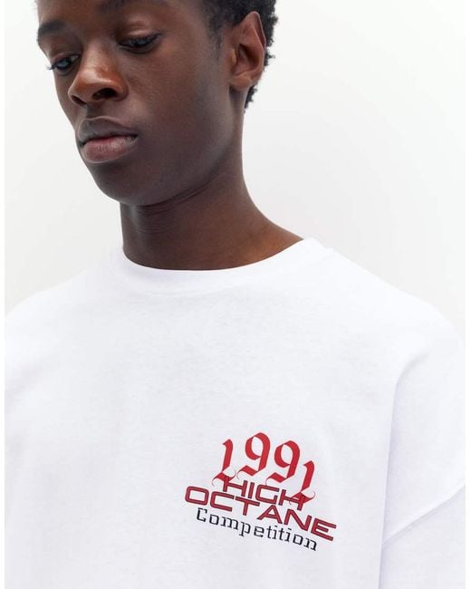 Pull&Bear White Car Graphic T-shirt for men