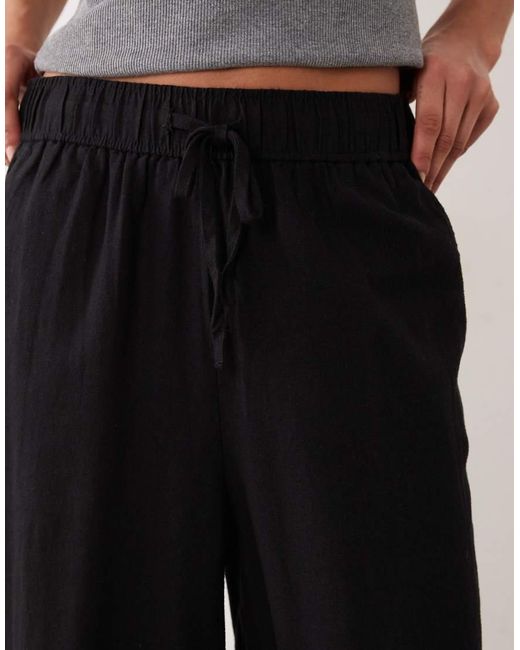 New Look Black Linen Rich Wide Leg Trousers