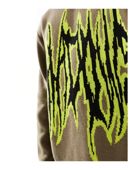 Fabian - maglione beige con grafica a ombre jacquard di Weekday in Green da Uomo
