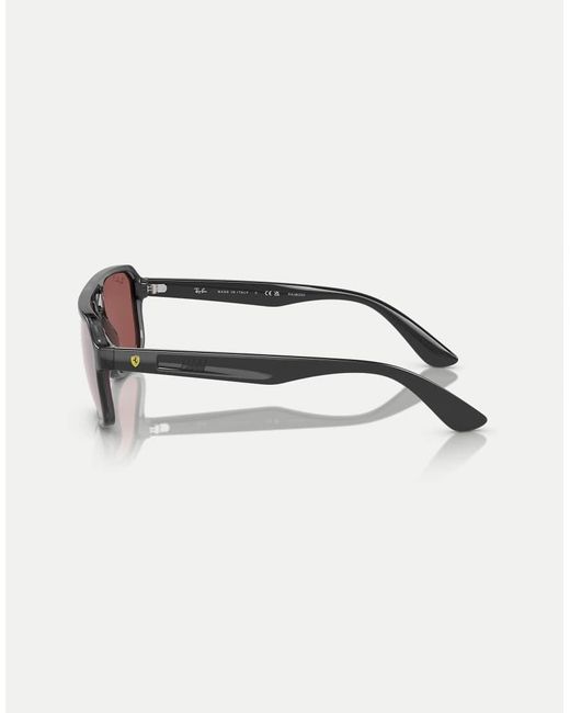 Ray-Ban Gray Rb4414M Scuderia Ferrari Collection Irregular Polarised Sunglasses With Mirrored Lens