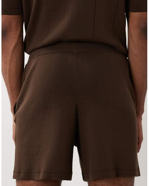 ASOS Brown Compact Knit Shorts Co-ord for men