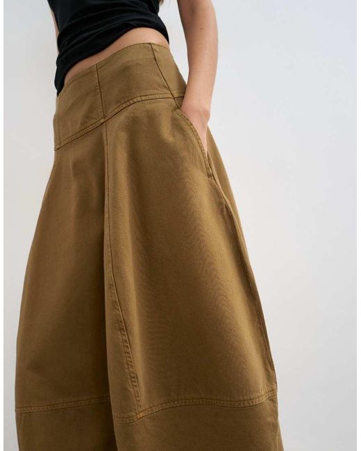 TOPSHOP Natural Denim Barrel Seamed Maxi Skirt