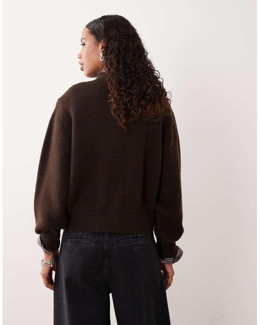 ASOS Brown High Crew Neck Cardigan