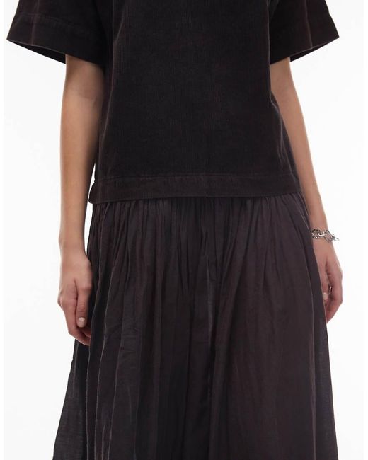 ASOS Black Cord Hybrid T-shirt Midi Dress