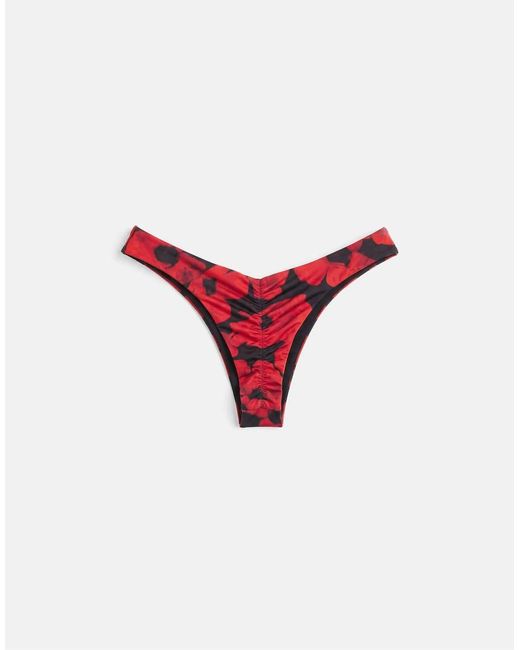 Pull&Bear Brown Poppy Print Brazilian Bikini Briefs