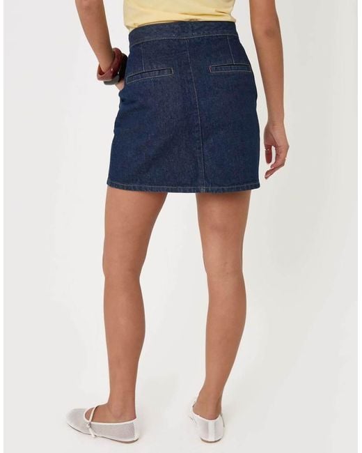 Threadbare Blue Denim A-Line Mini Skirt