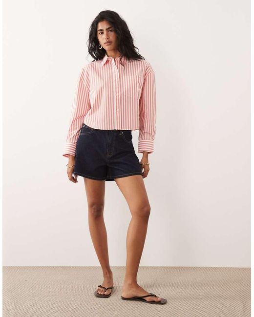 Calvin Klein Pink Cotton Poplin Cropped Shirt