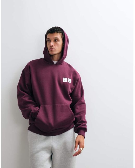 ASOS Purple Oversized Hoodie With Logo Puff Print for men