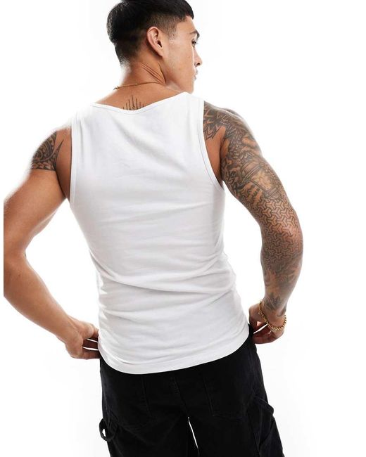 ASOS White 2 Pack Muscle Vests for men