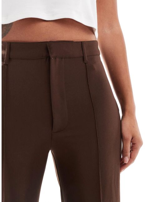 Pull&Bear Brown Straight Leg Tailored Trousers With Front Seam