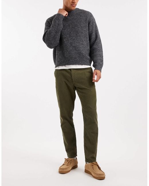 ASOS – schmal zulaufende hose aus cord in Gray für Herren
