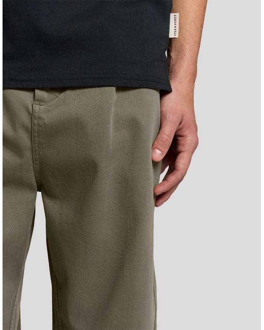 Lyle & Scott Green Trousers Enzyme Wash Pleated Trouser for men