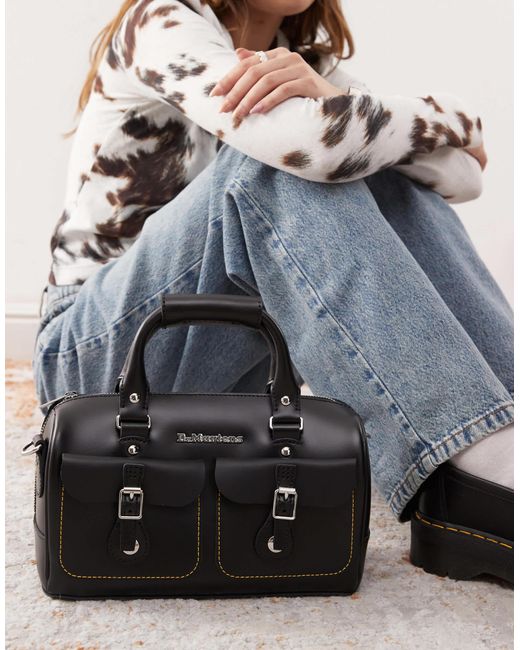 Dr. Martens Gray Top Handle Contrast Stitch Detail Bag