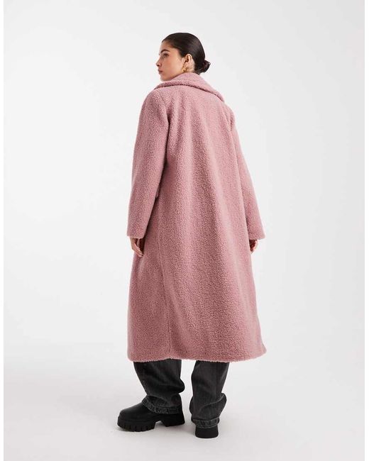 Abrigo Largo De Borreguito De Threadbare de color Pink