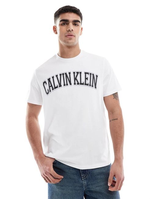Calvin Klein White Varsity Logo T-shirt for men