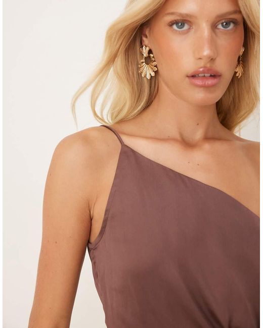 ASOS Brown One Shoulder Satin Cami Top