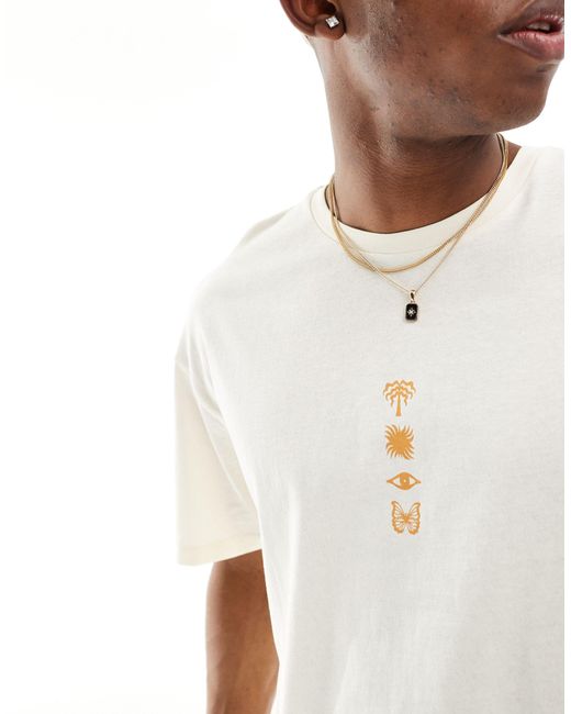T-shirt oversize sporco con logo sul petto di Jack & Jones in White da Uomo