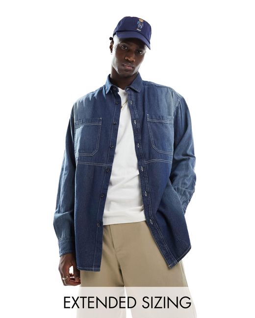 Chemise en jean oversize style années 90 - délavé ASOS pour homme en coloris Blue